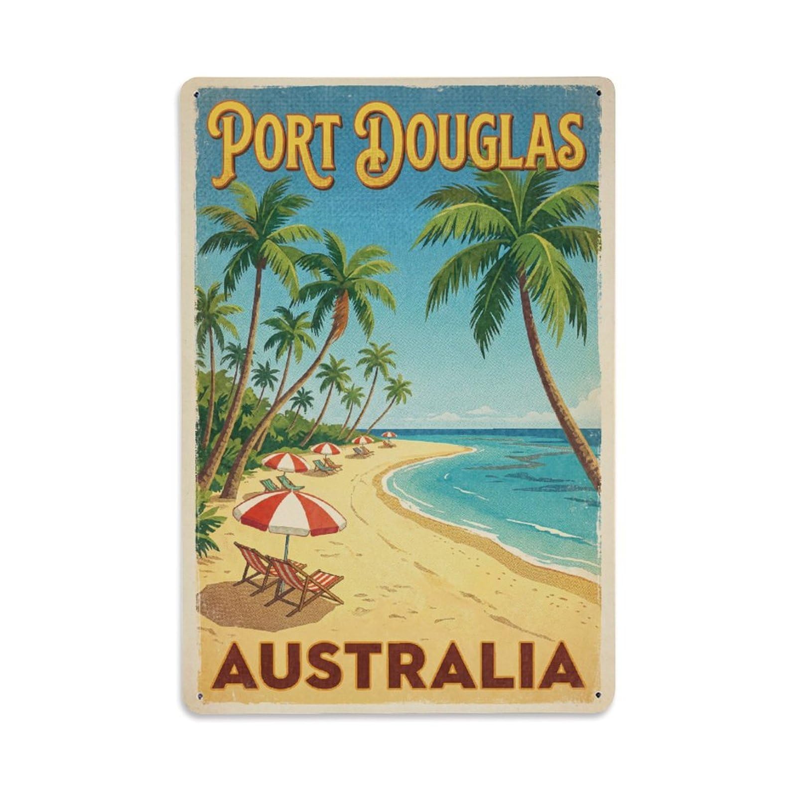 Metal Tin Sign Australia Port Douglas Vintage