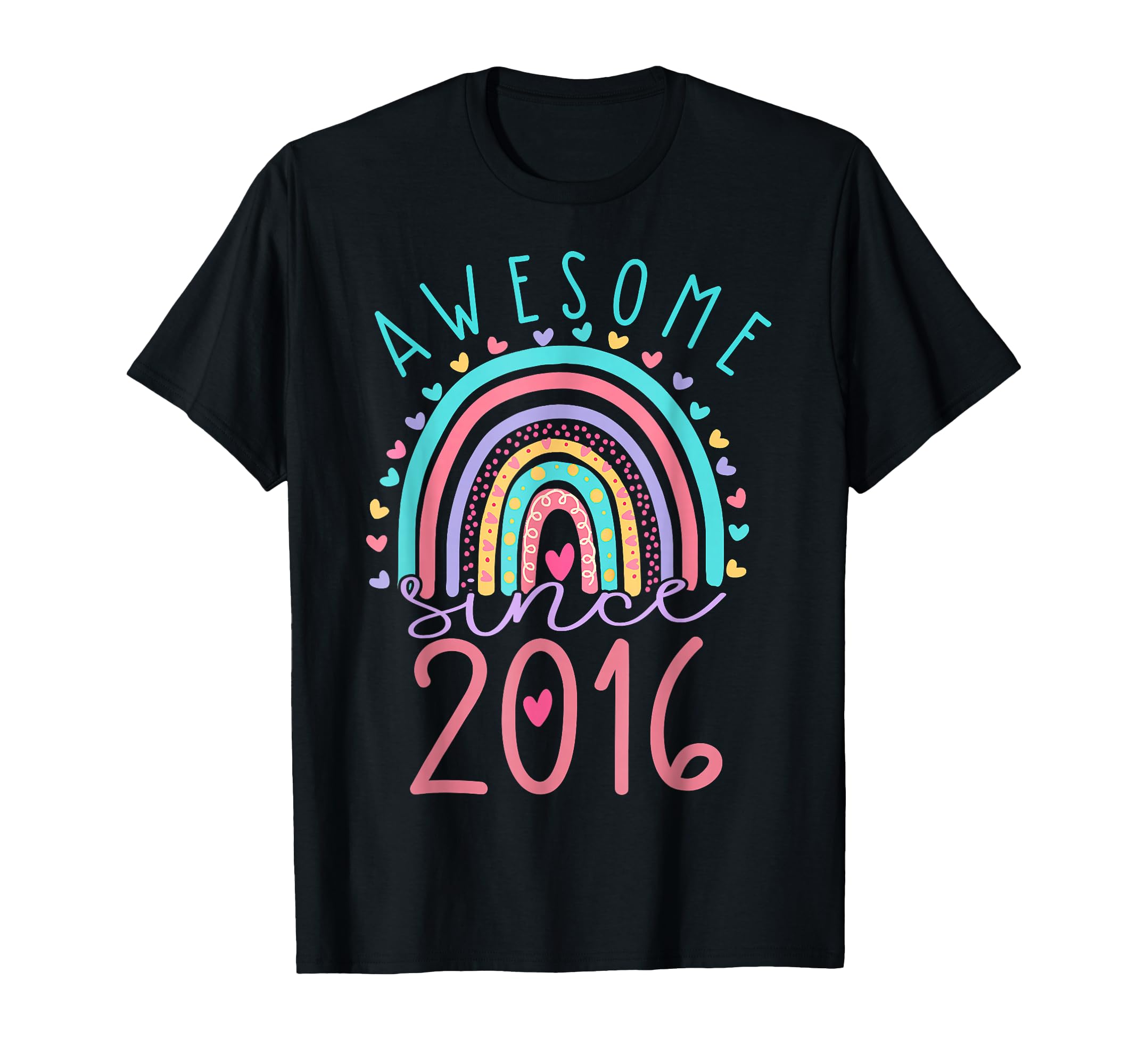 Awesome Since 2016 7th Birthday Rainbow Gifts Born In 2016 T-Shirt