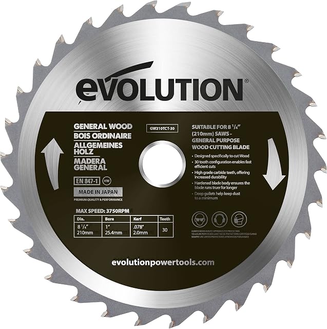 Evolution Power Tools HTC210WRAGE Wood Carbide-Tipped Blade, 210 mm