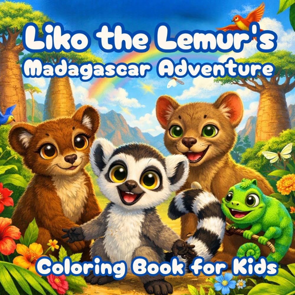 Liko the Lemur’s Madagascar Adventure: Cute Animal Story Coloring Book for Kids Ages 3–8 | Fun and Easy Lemur Coloring Pages with an Exciting Jungle ... Animal Adventure Story Coloring Series)