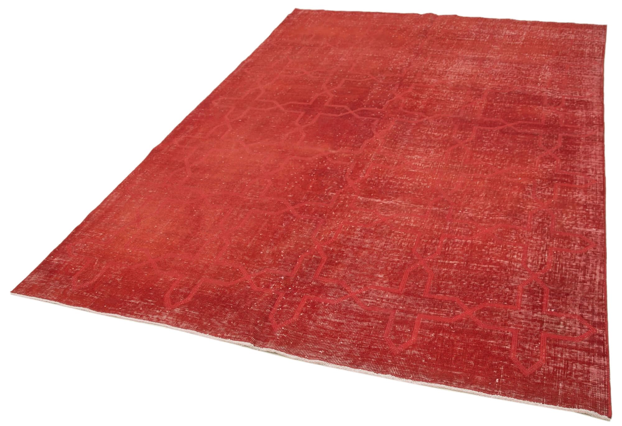 67 x 96 - 200 x 290 Cm Geometric Carpet Red Geometric Bohemian Wool Cotton Handmade Handknotted Vintage
