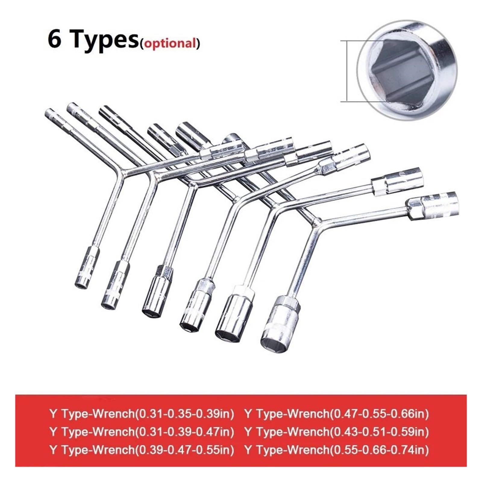Llave de Vaso de 3 vías en Y 1 Juego de Llaves de Tubo Triangulares de 8, 10 y 12 mm for Bicicleta, Tipo Y, de Acero al Cromo vanadio multiestándar(14-17-19mm)