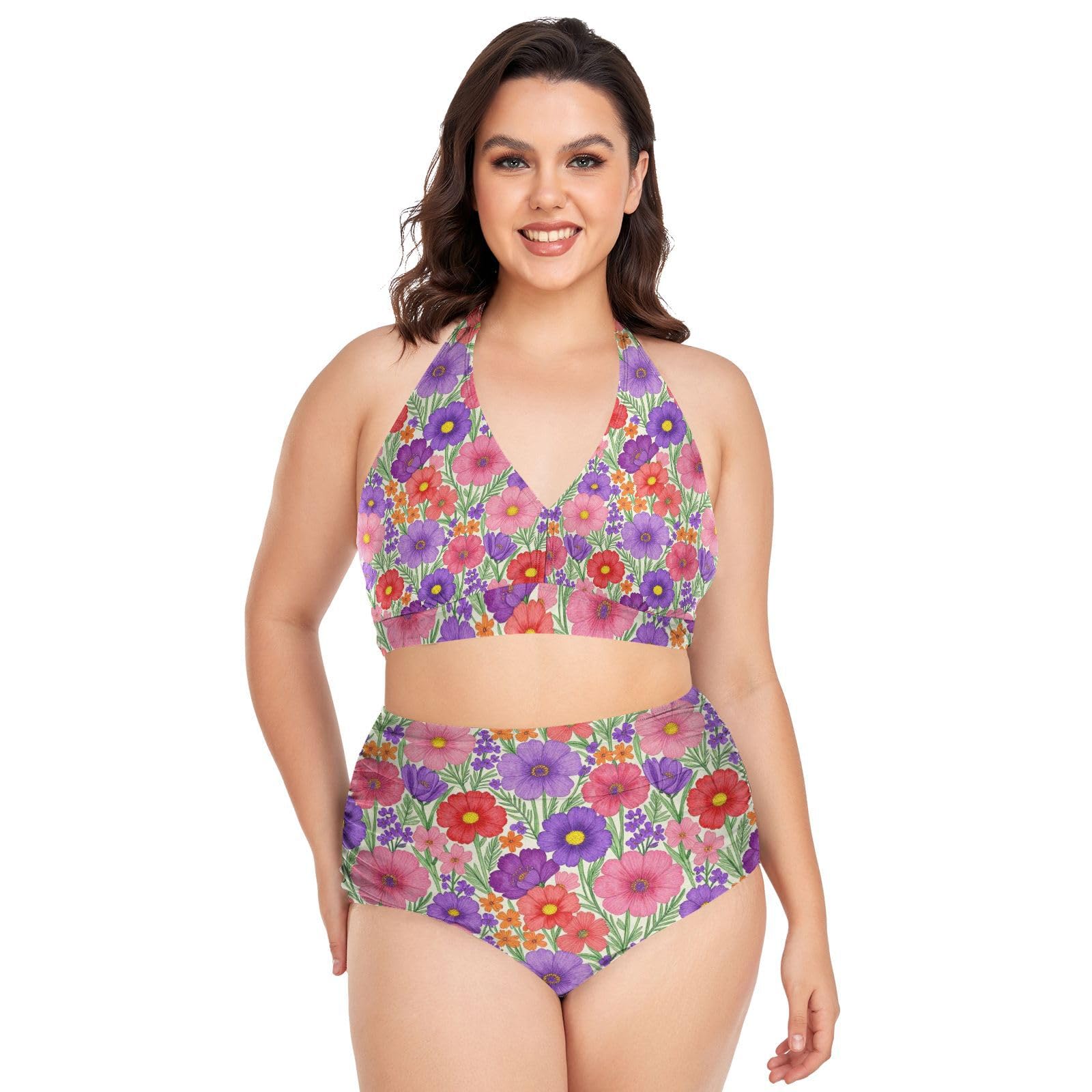 FRODOTGV Curvy - Costume da bagno a due pezzi da donna, taglia L-4XL