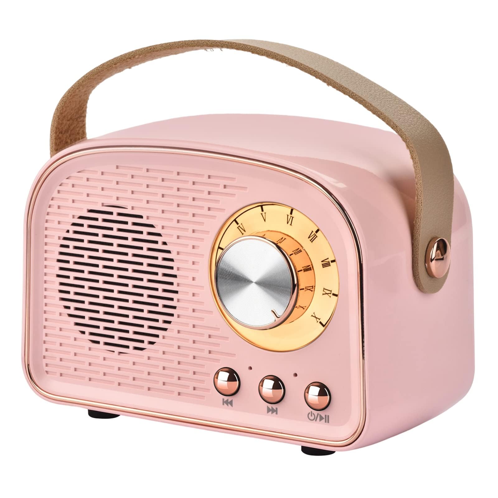 OBABO Retro Bluetooth Speaker: Portable Wireless Vintage Speaker - Supports TWS Pairing/U-Disk/TF Card/AUX - for Home,Travel,Outdoor (Pink)