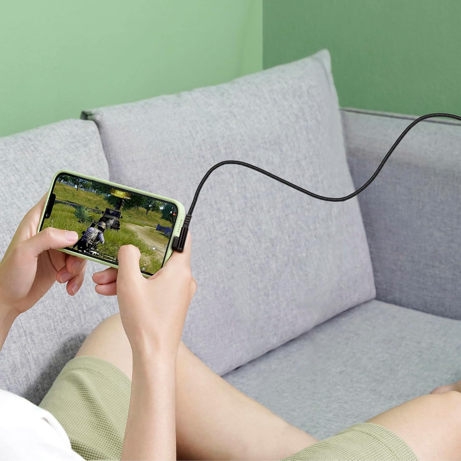 USB Type C Charger Cable 3A, [2-Pack 5ft+10ft] Right Angle 90 Degree Fast Charging Braided Cord Compatible with Galaxy S10 S9 and Other Type C Device (5FT+10FT, Blue) thumbnail