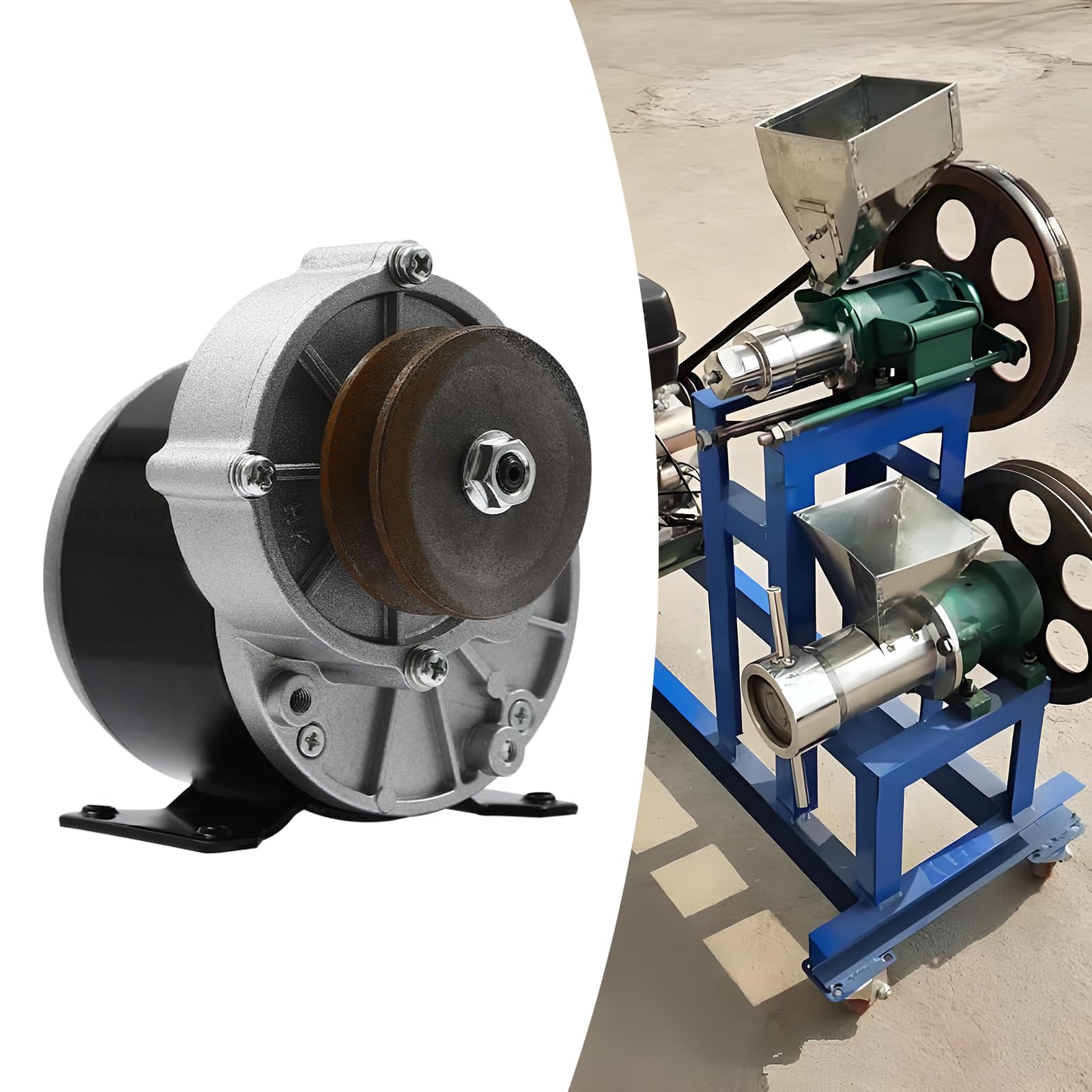 Moteur électrique de 250 W avec réducteur - Moteur électrique puissant avec poulie - Vitesse de rotation : 300 tr/min - Pour scooters, machines de sciage, etc.