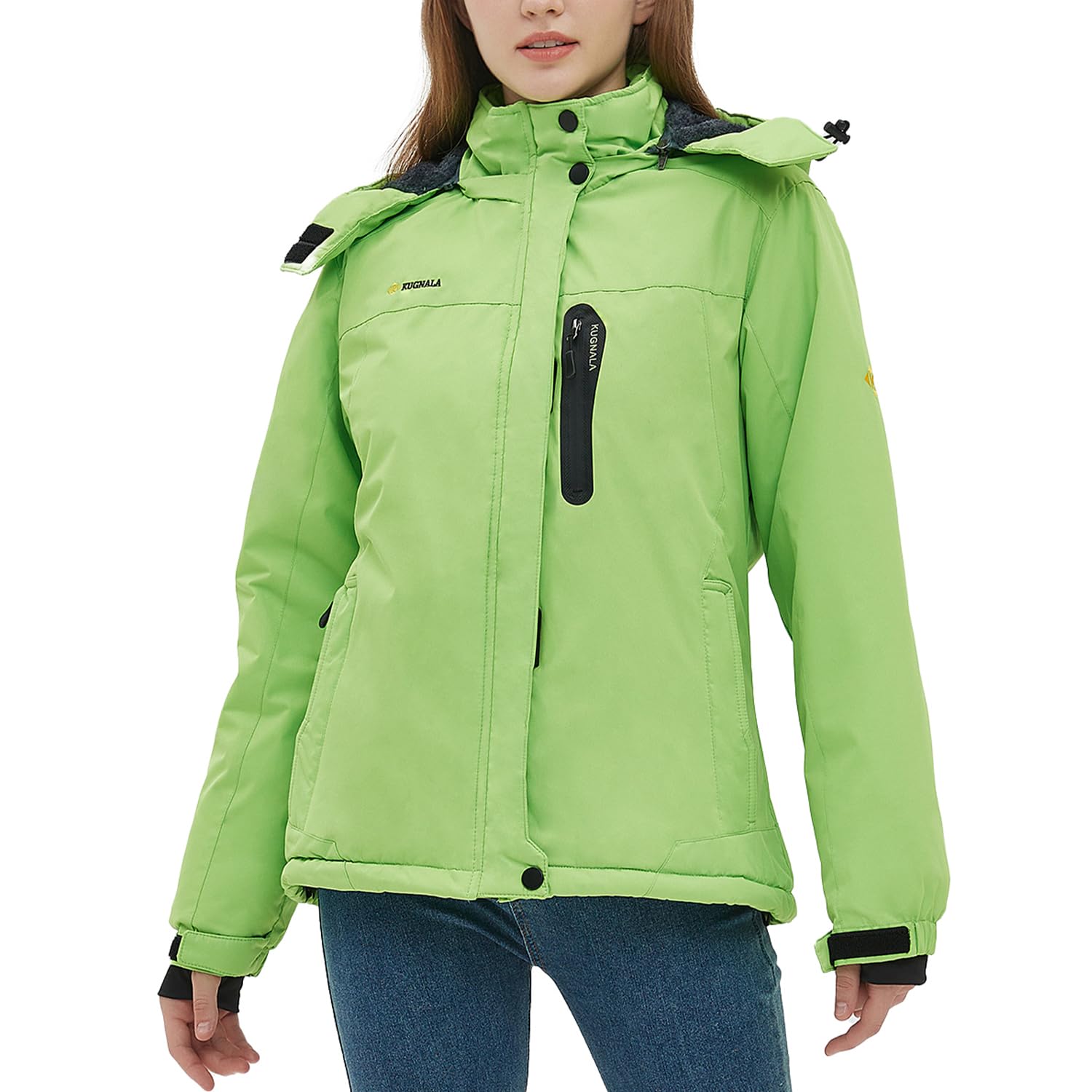 Women‘s Waterproof Winter Jacket Skiing Warm Fleece Snow Coat Hooded Windproof Raincoat S-3XL