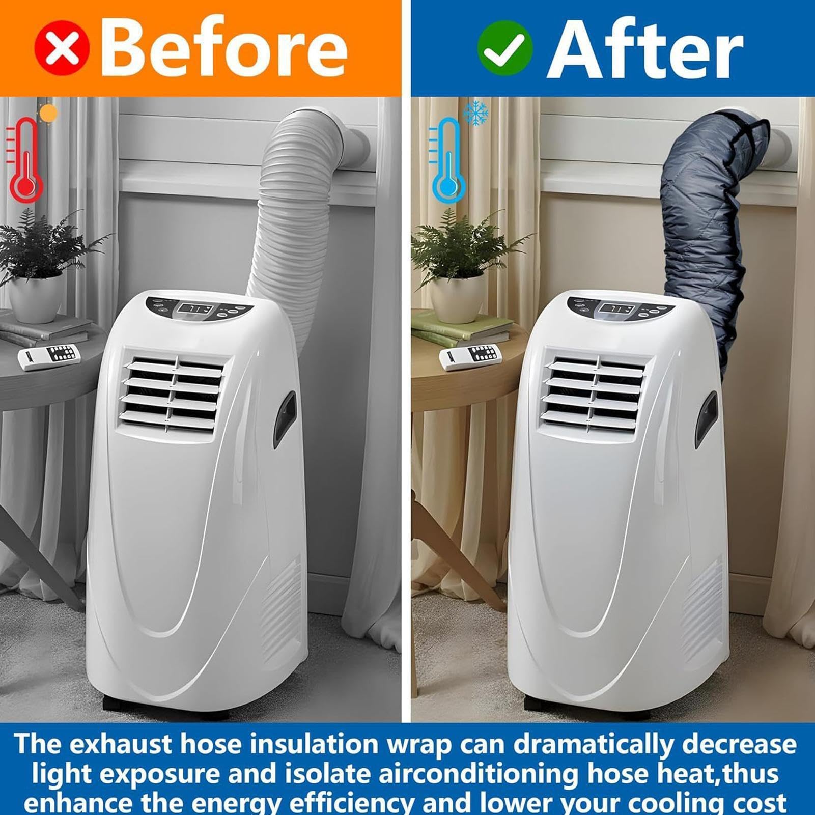 Portable Air Conditioner Hose Insulation Cover Kit | Air Conditioner Exhaust Hose Cover, Foldable Washable Duct Vent Accessories With 4 Adjustable Straps For Outdoor Indoor Home Hotel Dorm