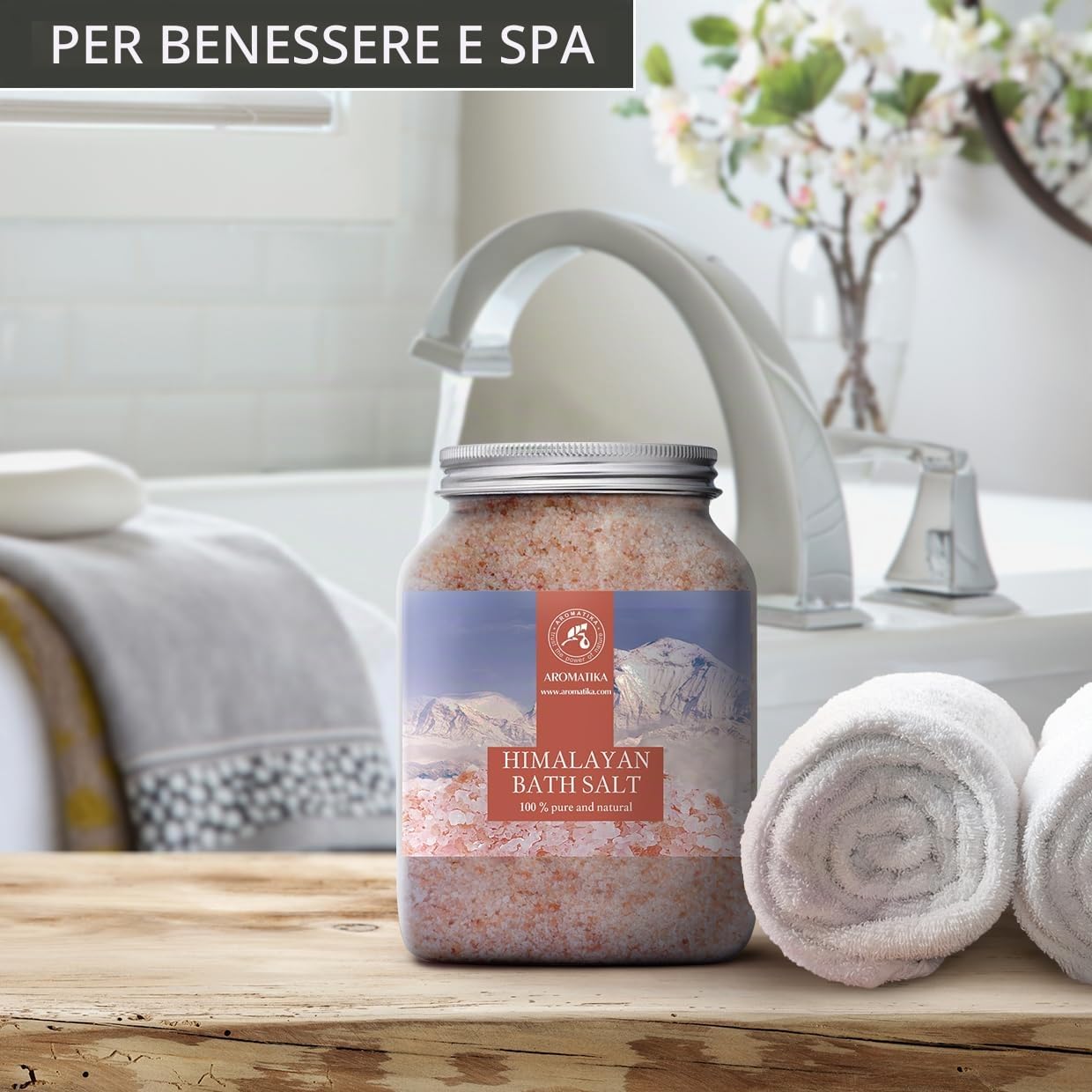 Sale Rosa Himalaya 1300g - Puro e Naturale 100% - Sale Himalayano - Ideale per Dormire Bene - Rimedi Contro lo Stress - Bagno - Bellezza - Rilassante - Sali da Bagno