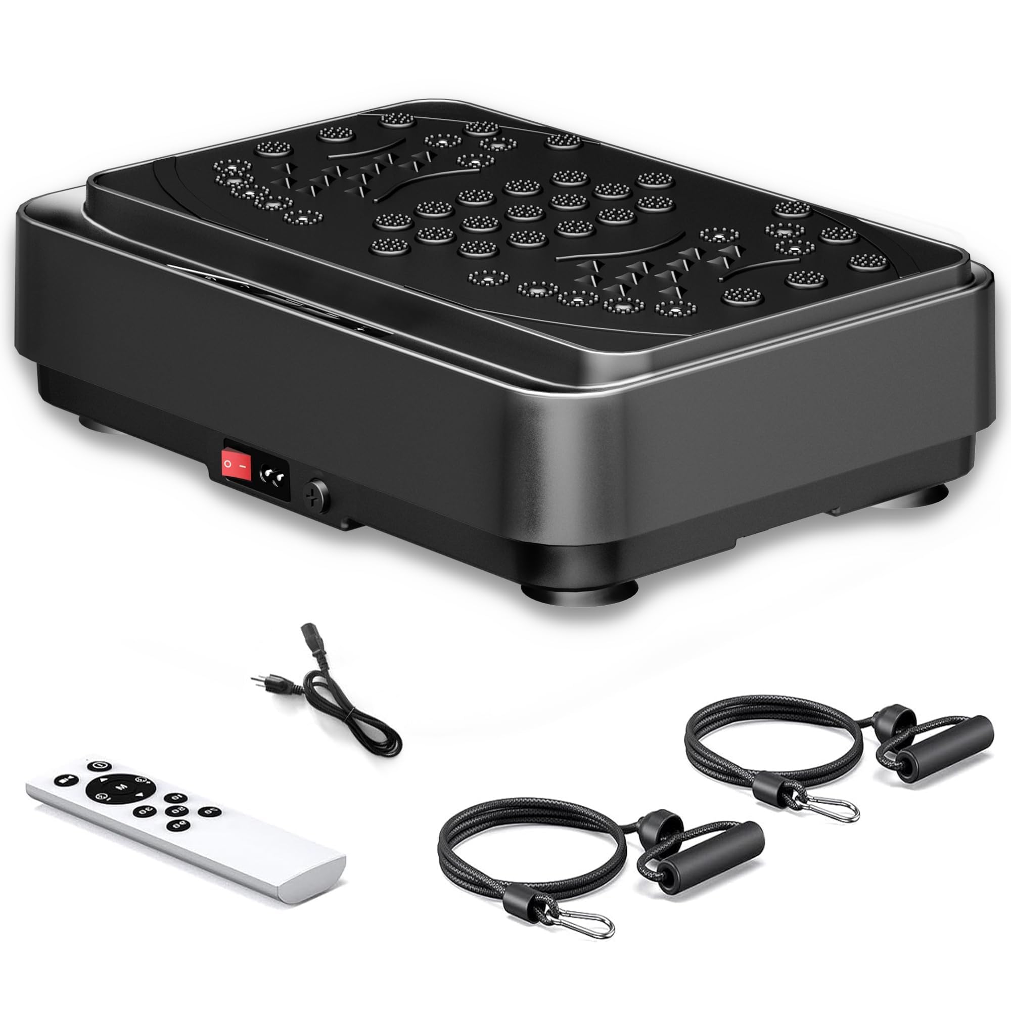 Vibration Plate Machine with Resistance Bands - Home Fitness Equipment for Weight Loss Lymphatic Drainage