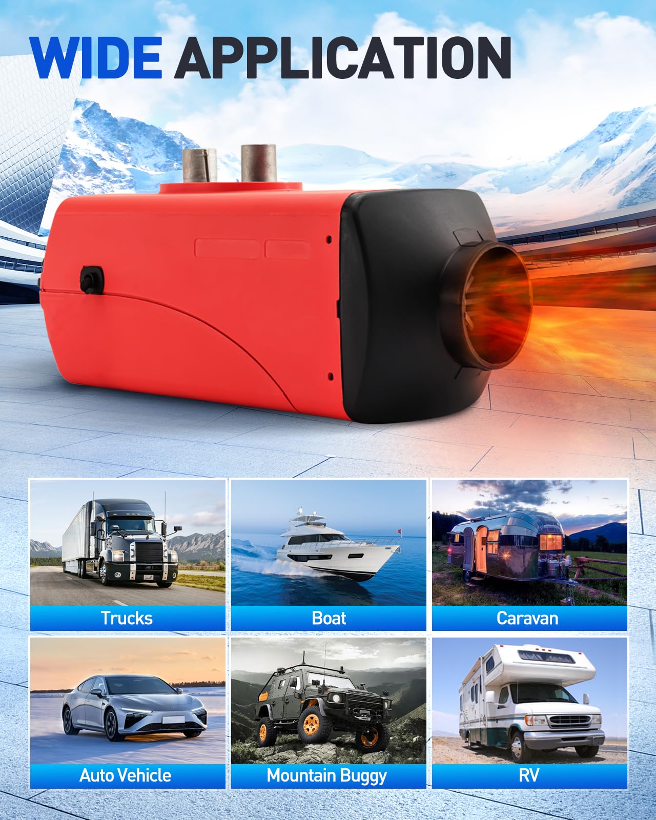 12V 5KW Air Diesel Heater, zestaw ogrzewania postojowego z tłumikiem LCD Wyświetlacz Zdalne sterowanie, Nocne ogrzewanie Diesel Ciche dla samochodów Przyczepy kempingowe Ciężarówki Łodzie Autobusy
