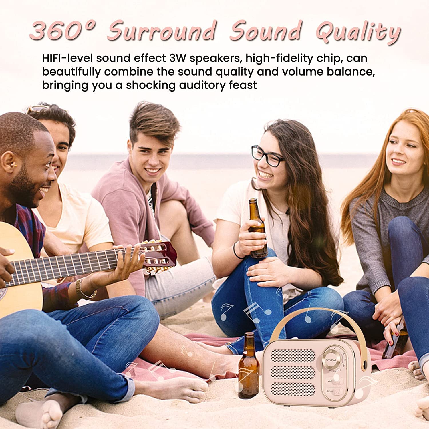 Altoparlante Bluetooth retrò, vintage, portatile, wireless, Bluetooth, con supporto per volume elevato, scheda TF, U Disk, ingresso AUX, stile antico, per cucina, camera da letto, casa, ufficio