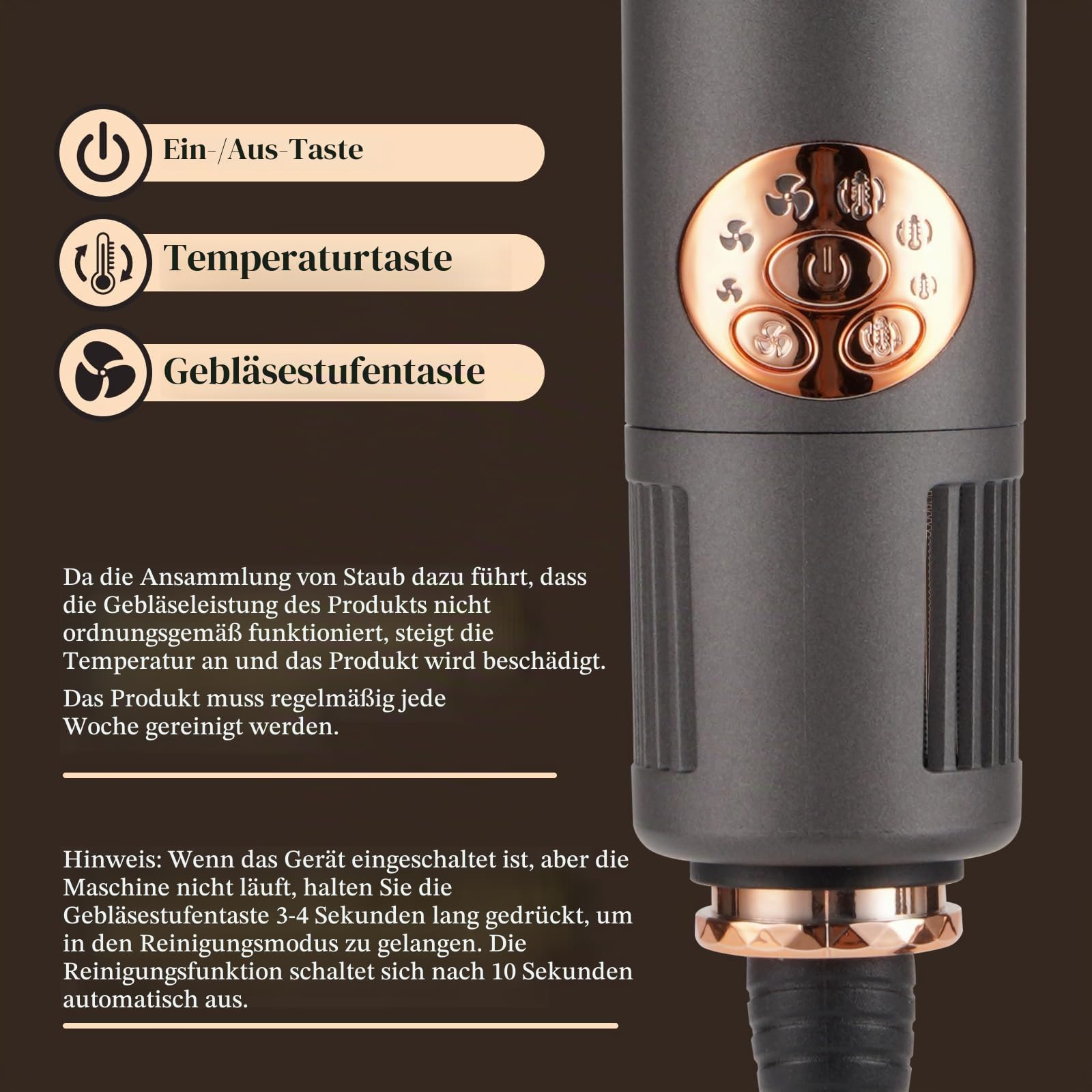 BESTBOMG Air Styler 6 in 1 Hairstyler Haartrockner Heißluftbürste, Lockenstab Multistyler Glättbürste Heißluft-Styler Styling und Trocknungssystem, Warmluftbürste Automatisch mit Aufsätzen