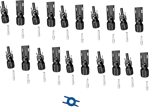 Par de conectores fotovoltaicos de alta corriente para paneles solares y cables de extensión solares (10 pares10 AWG (45 A))