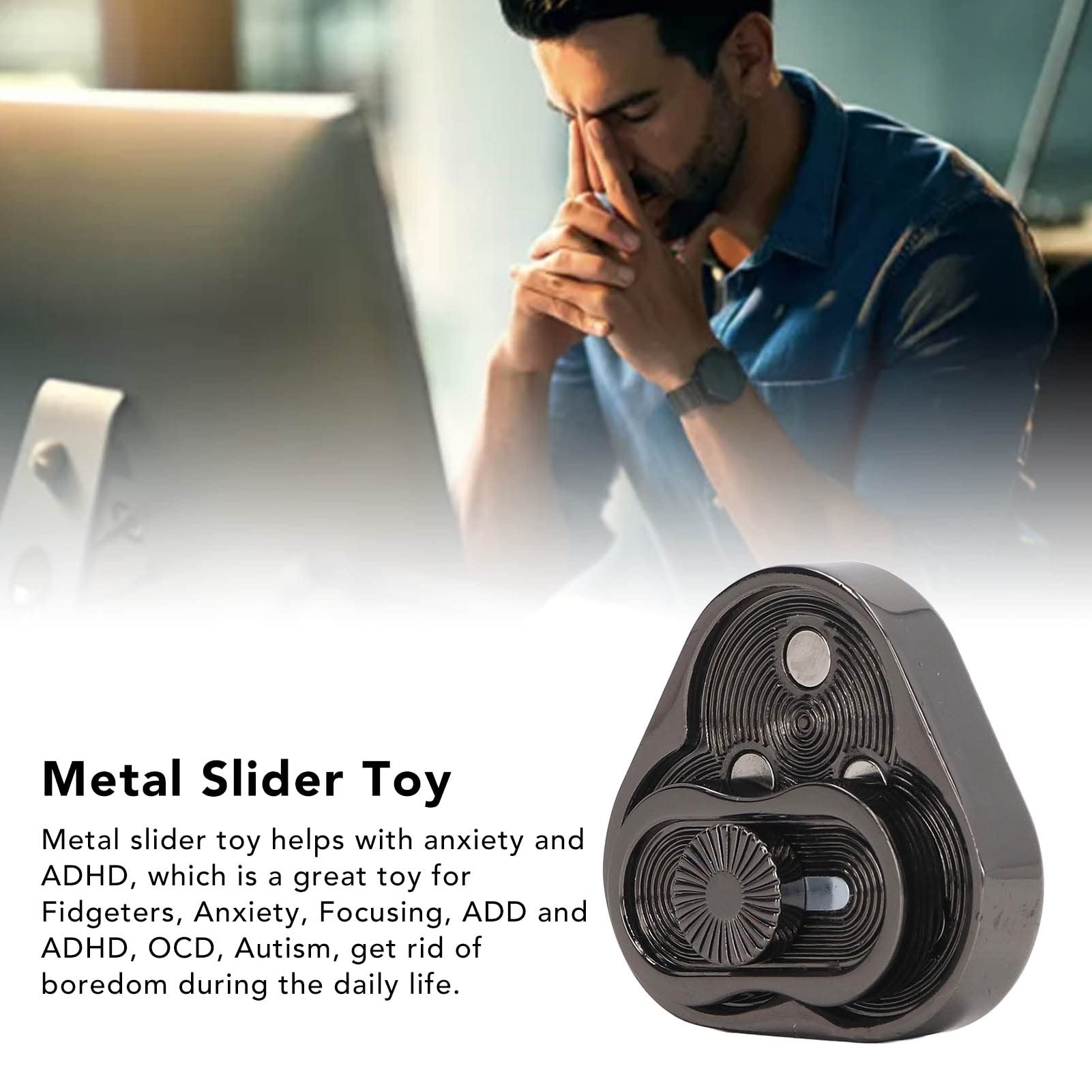 Fidget Slider Triangulaire Magnétique – Métal Avec Structure Spirale – Anti-stress Pour TDAH Et Anxiété