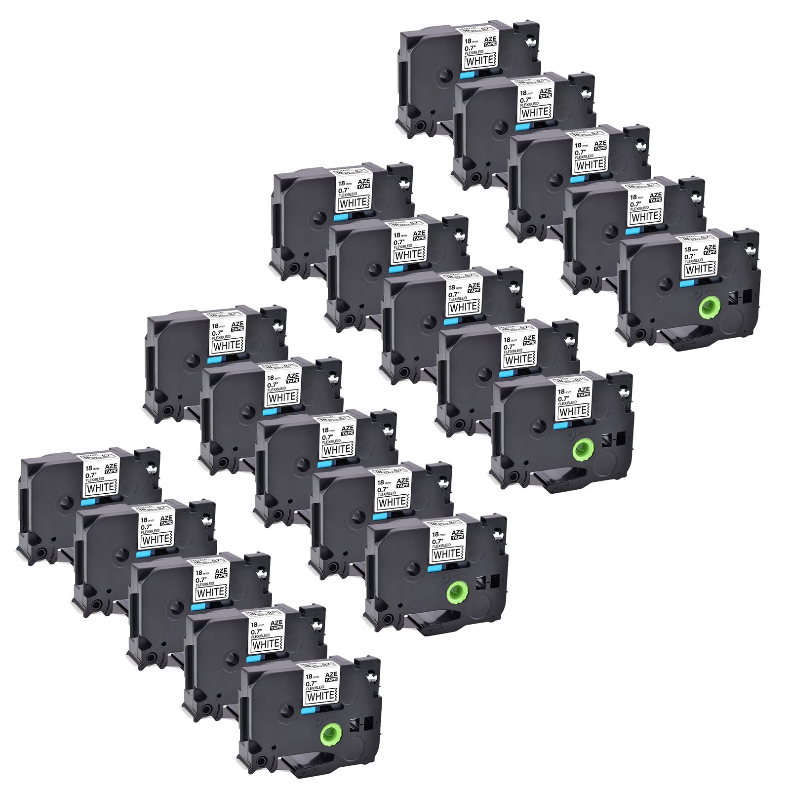 Cruxer Paquete de 20 cintas de etiquetado compatibles con Brother TZe FX241, negro sobre blanco, 18 mm de ancho x 8 m de largo, cable de identificación flexible para Ptouch PT300, PT2730VP, PT7500,