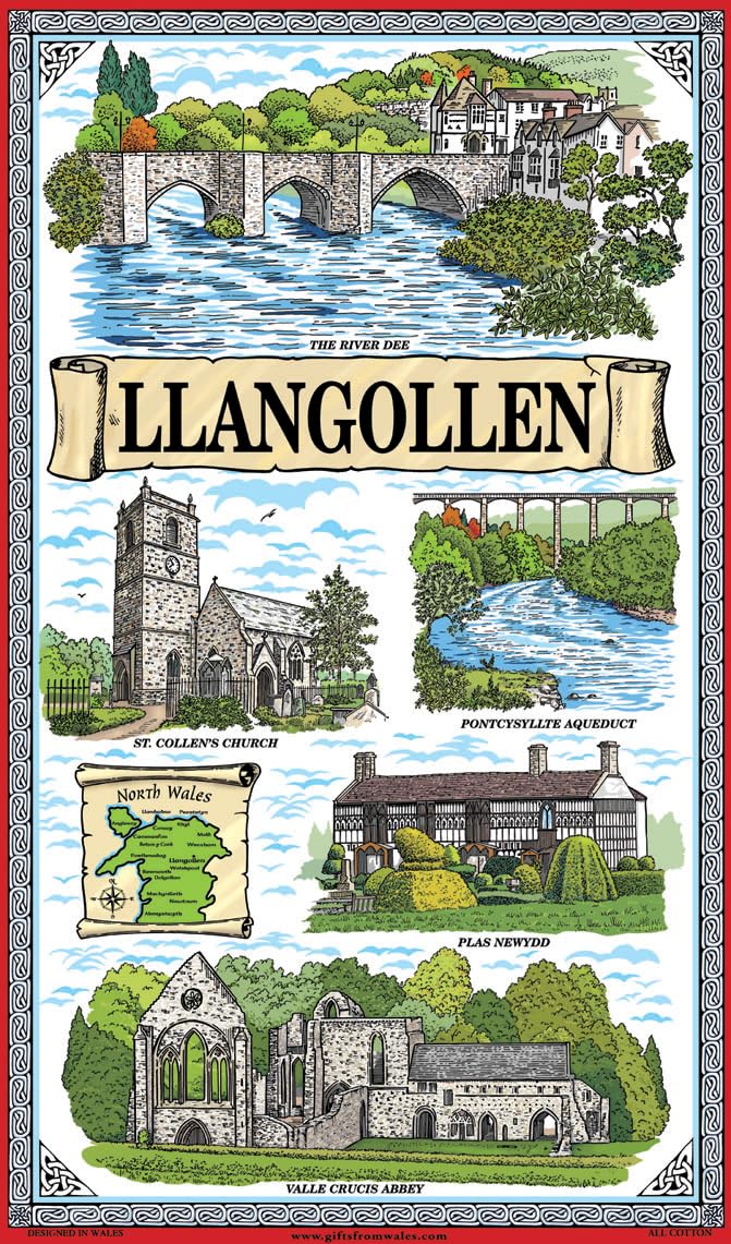 What A Wonderful Word Green 'Llangollen' Tea Towel
