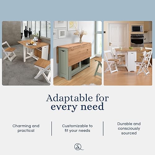 Miniatura 3 de Santos Butterfly Juego de Comedor – 4 sillas plegables ensambladas + 1 mesa plegable – Mesa que ahorra espacio con sillas anidables – Compacto y