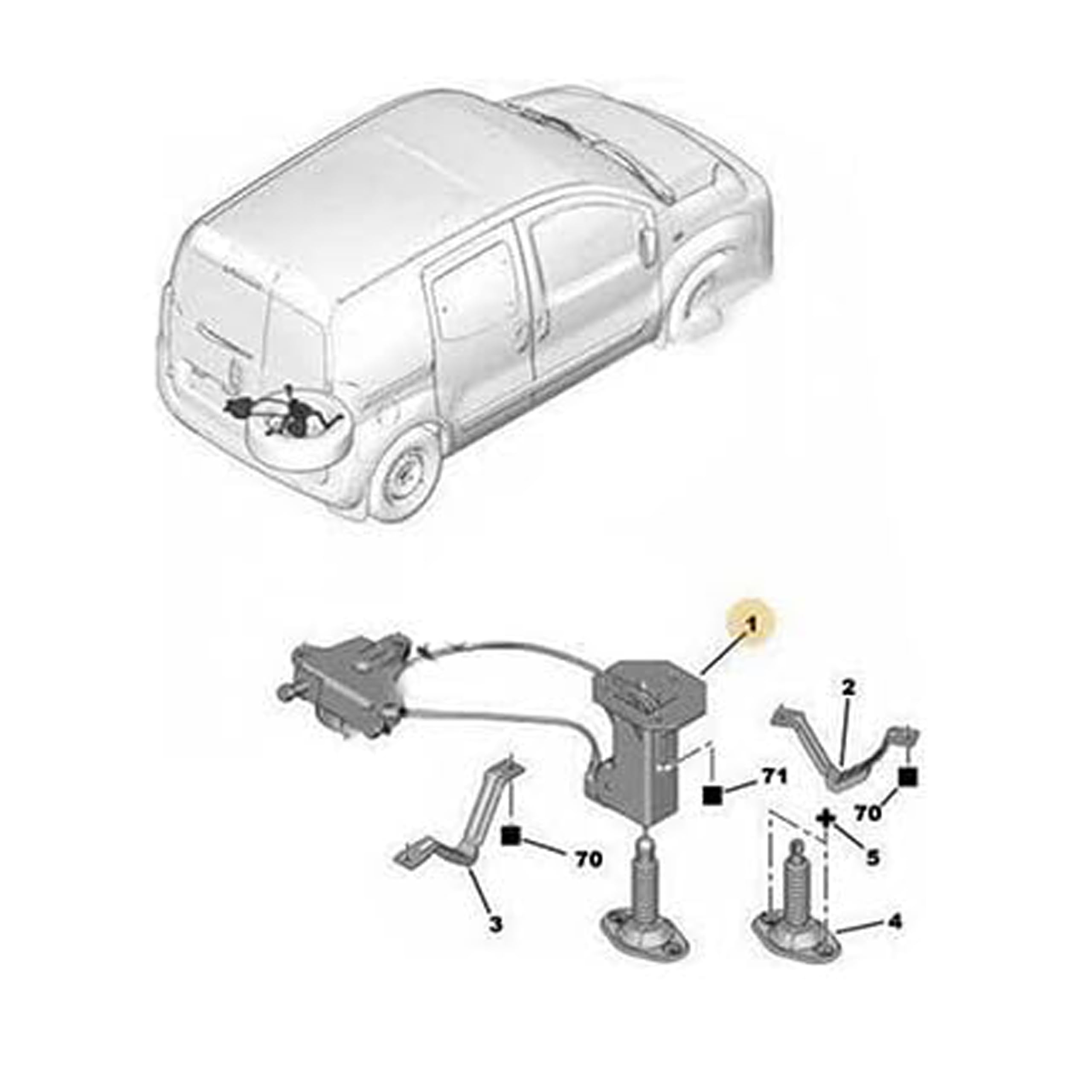 Inly - Soporte de rueda de repuesto con mecanismo de desbloqueo compatible con Fiorino Bipper Qubo Nemo 7603W5 7603.W5 51910321 1608304580 51880583 (a partir de 2007)