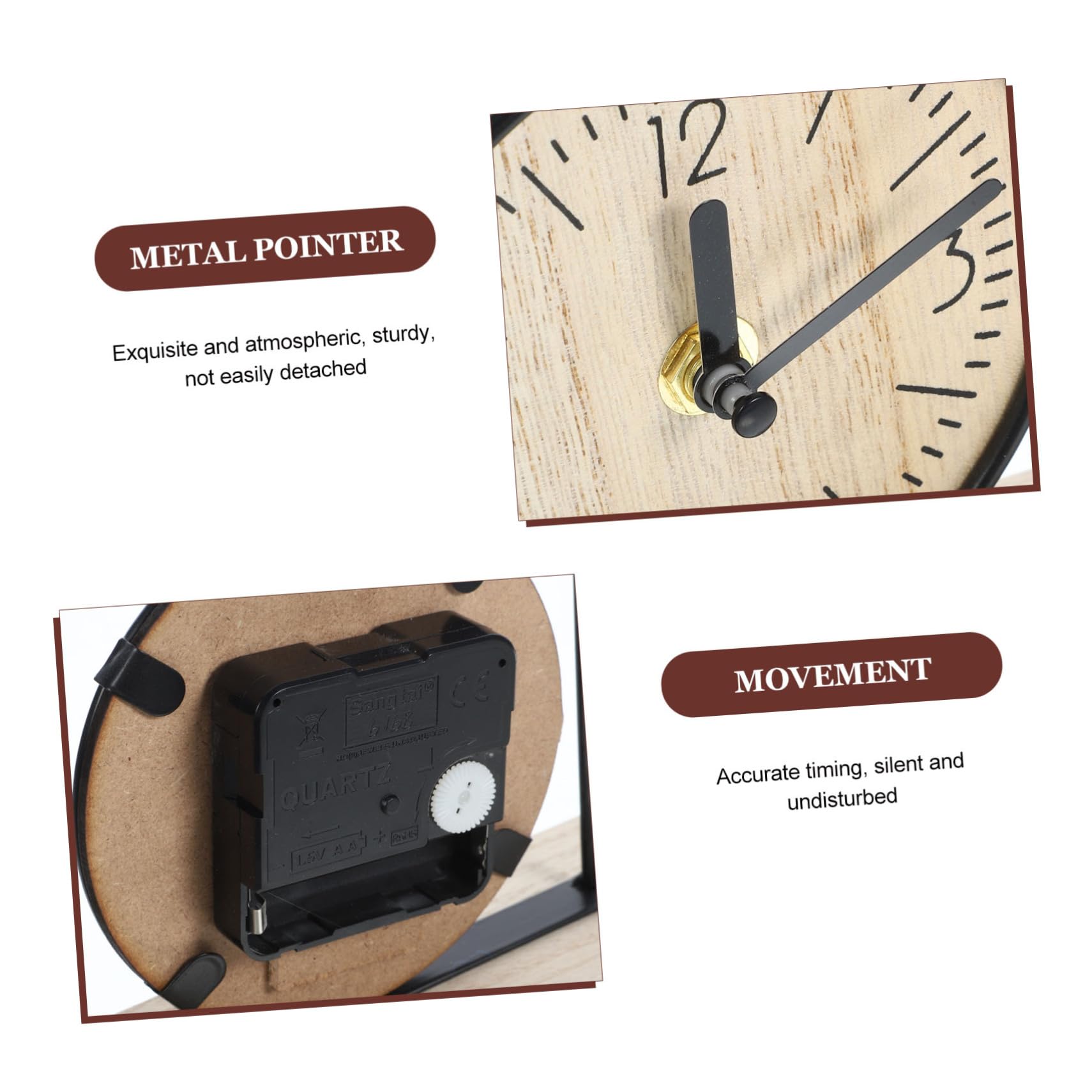 TOPBATHY Reloj Decorativo de Sobremesa Home de Madera y Hierro
