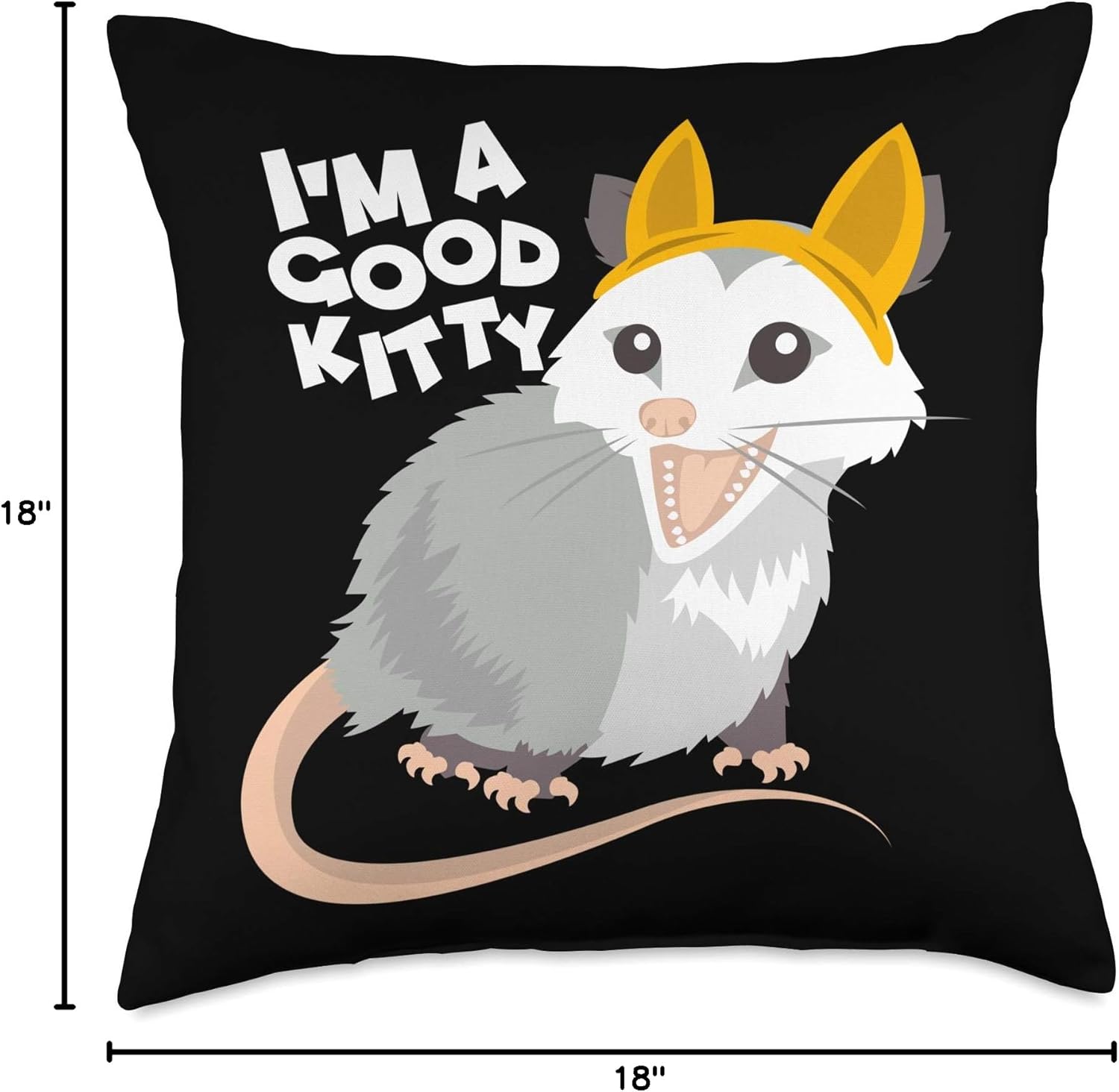 Fake Cat Rat Opossum Possum I'm A Good Kitty Funny Pets Throw Pillow
