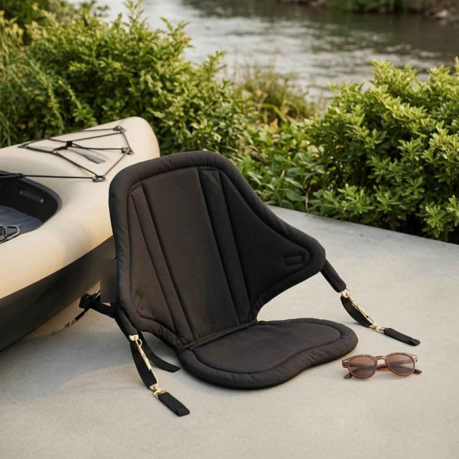 Qianly Asiento de Kayak de Lona Oxford Acolchado Asiento Kayak con Respaldo Resistente Al Agua Equipo Náutico para Surf, Piragüismo