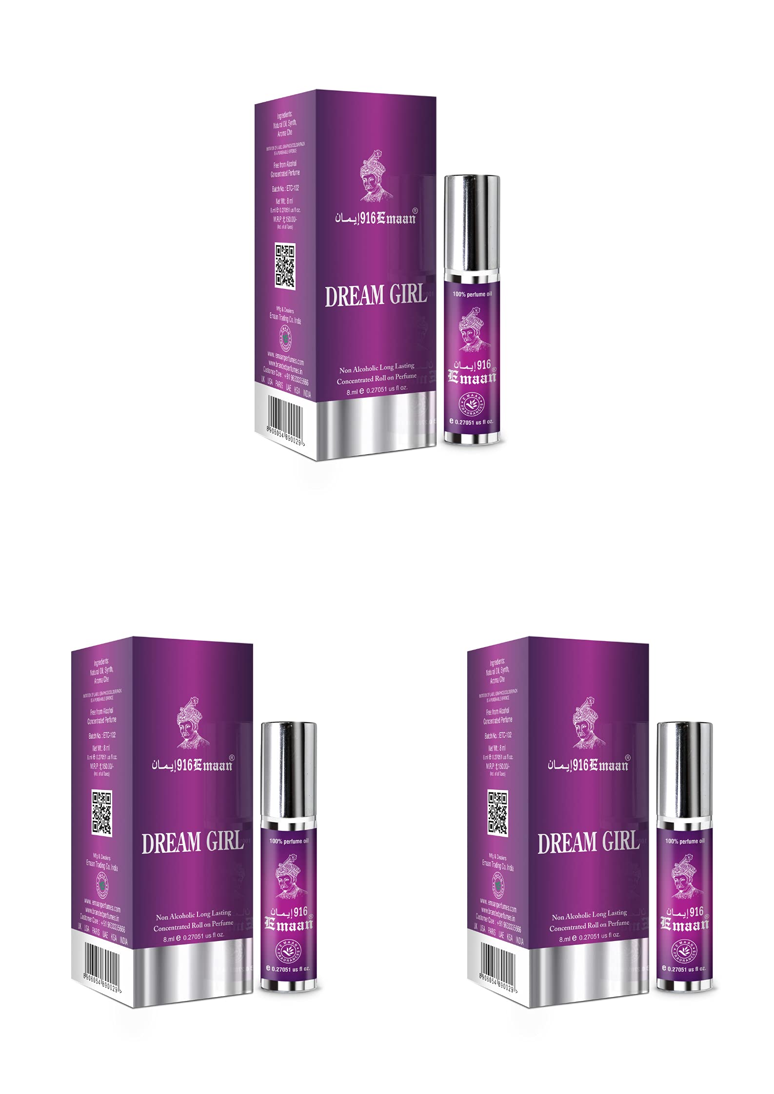 Emaan Dream Girl Roll-On Perfume for Women 8ml | Fruity Floral Long-Lasting Attar | Alcohol-Free Pocket Perfume for Girls | Daily Use & Party Wear | ISO-Certified Indian Brand | Non-Alcoholic Fragrance for Women | Travel-Friendly Roll-On Attar