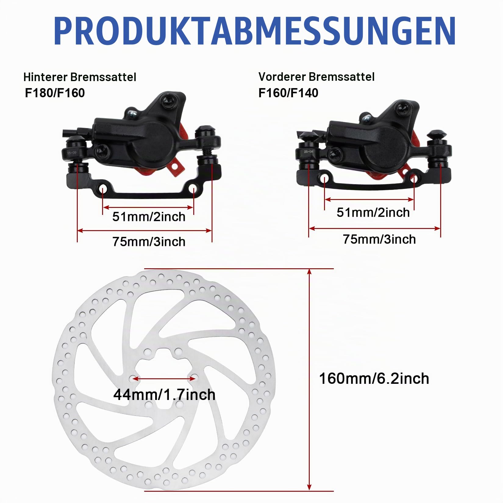 PSLER Hydraulische Scheibenbremse Fahrrad Set mit 160mm‑Bremsscheibe MTB