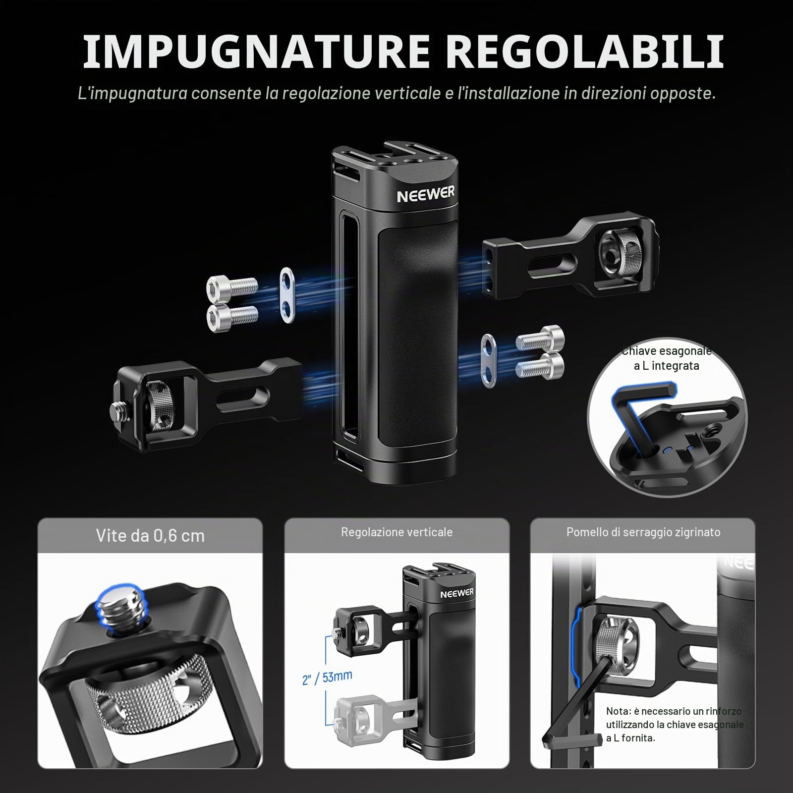 NEEWER Gabbia Telefono Rig Video Universale e Maniglia Laterale con Scatto Bluetooth, Stabilizzatore Smartphone per Registrazione Video Compatibile con iPhone 15 Pro Max 15 Pro Galaxy S24 Ultra,PA009E