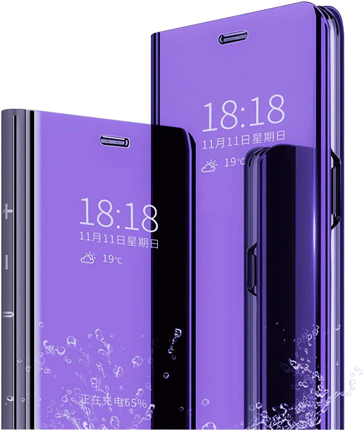 Custodia Flip Per Xiaomi Redmi Note 10 Pro Con Specchio Clear View E Supporto - Argento