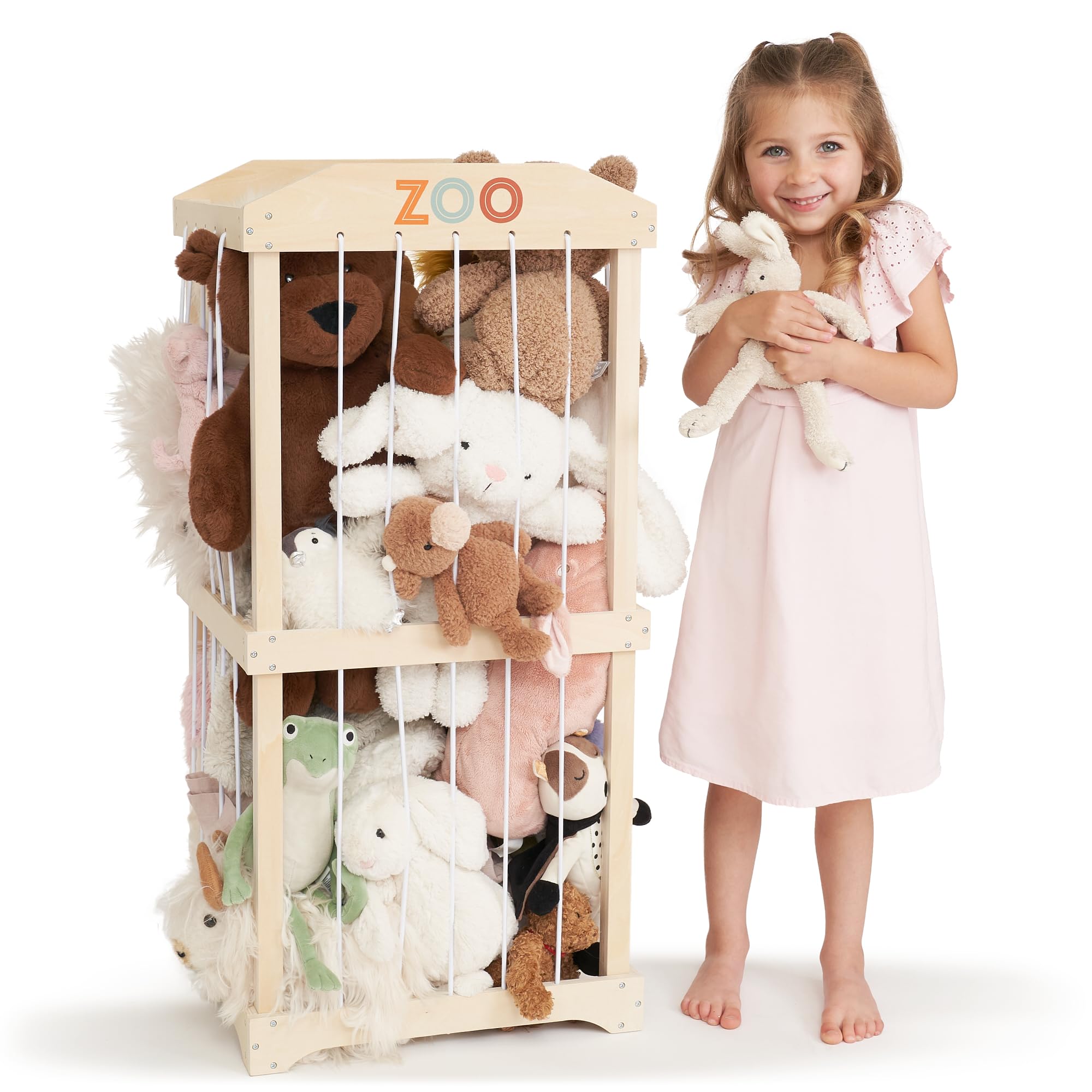 Wooden Stuffed Animal Storage for Kids – Large Toy Storage Organizer & Holder for Your Kids Playroom or Nursery – Easy to Assemble Stuffed Animal Zoo That Keeps Plush Friends Ready for Snuggles