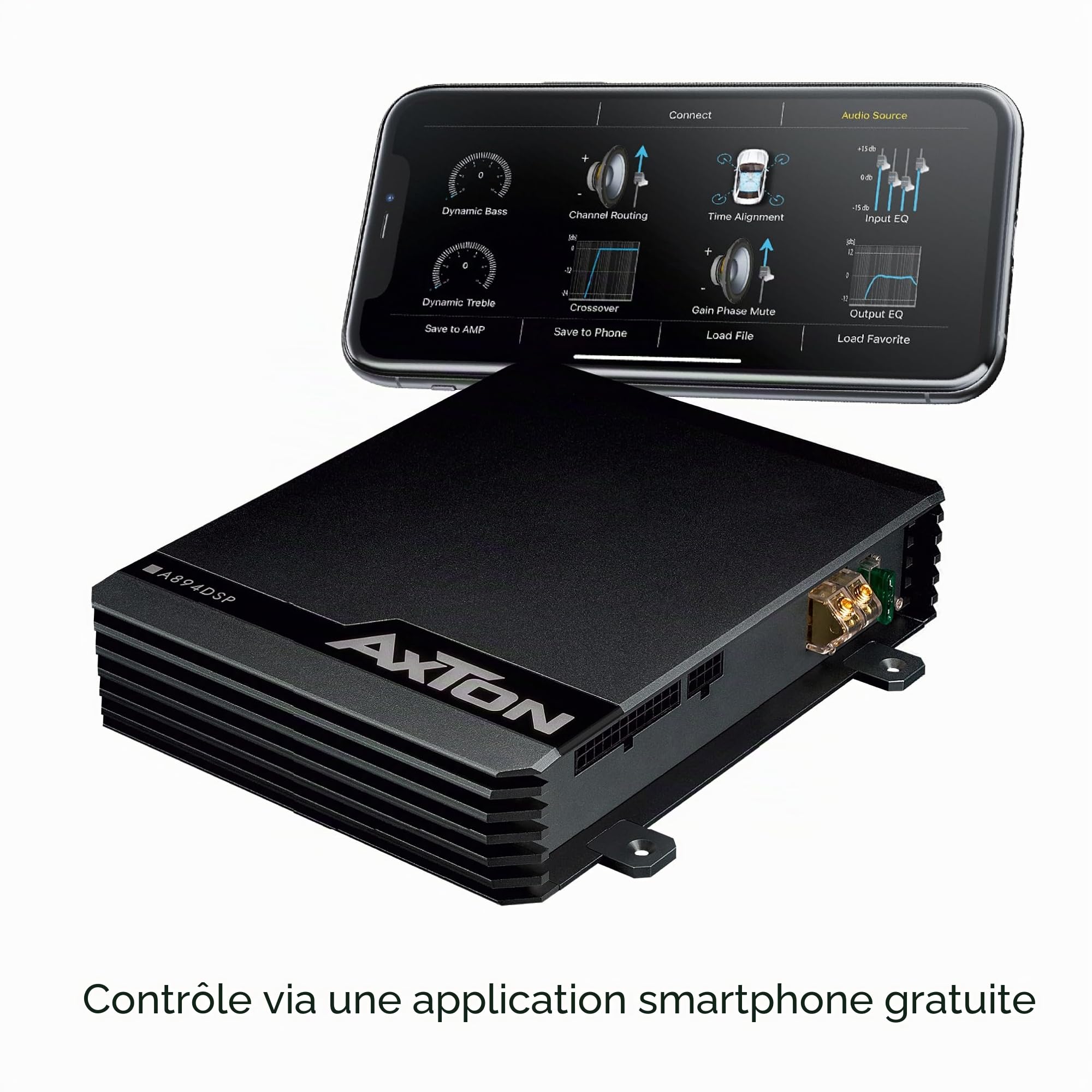 AXTON A894DSP - Amplificateur 8.1 canaux avec DSP, amplificateur de voiture avec processeur de son numérique, contrôle de l'application pour téléphone portable, streaming audio Bluetooth, audio Hi-Res