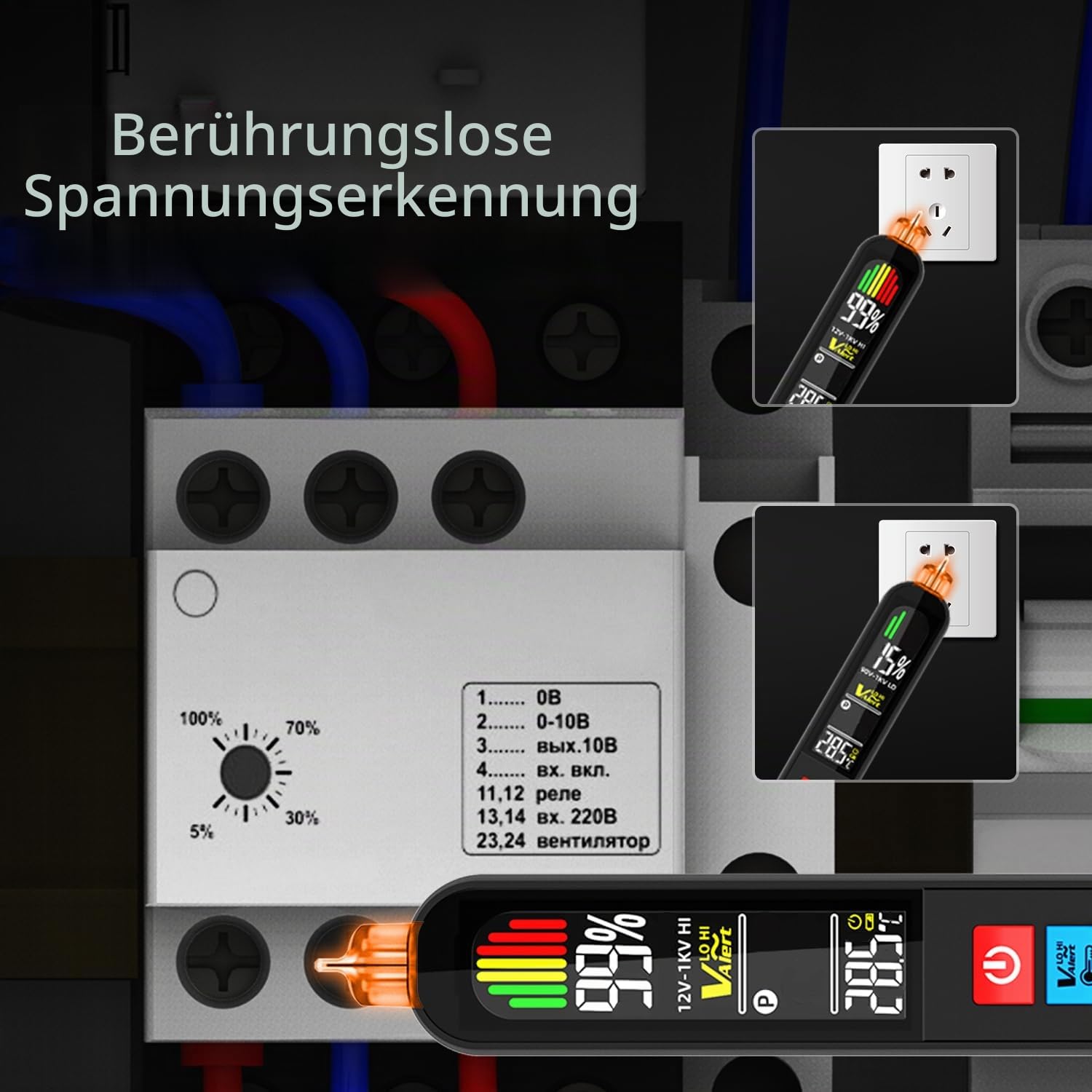 BSIDE Digitales Multimeter Spannungsprüfer Kit S500 Grafisches Multimeter 20000 Zählungen & AVX1 Phasenprüfer, Elektriker Prüfgerät für Strom Spannung Millivolt AC Peak Kapazität Temperatur Messen
