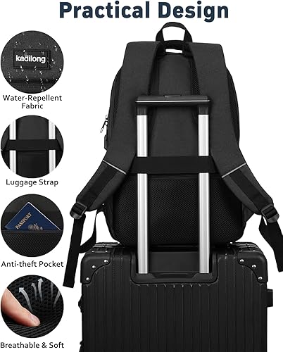 Miniatura 3 de Mochilas escolares para adolescentes y niños, mochila para laptop para hombre, bolsa de computadora universitaria con puerto de carga USB para