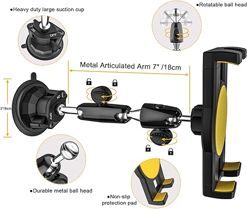 Miniatura 5 de Soporte para tablet de automóvil con ventosa, resistente, para parabrisas de camión, ventana, tableta, fuerte succión y flexible para iPad Pro Air