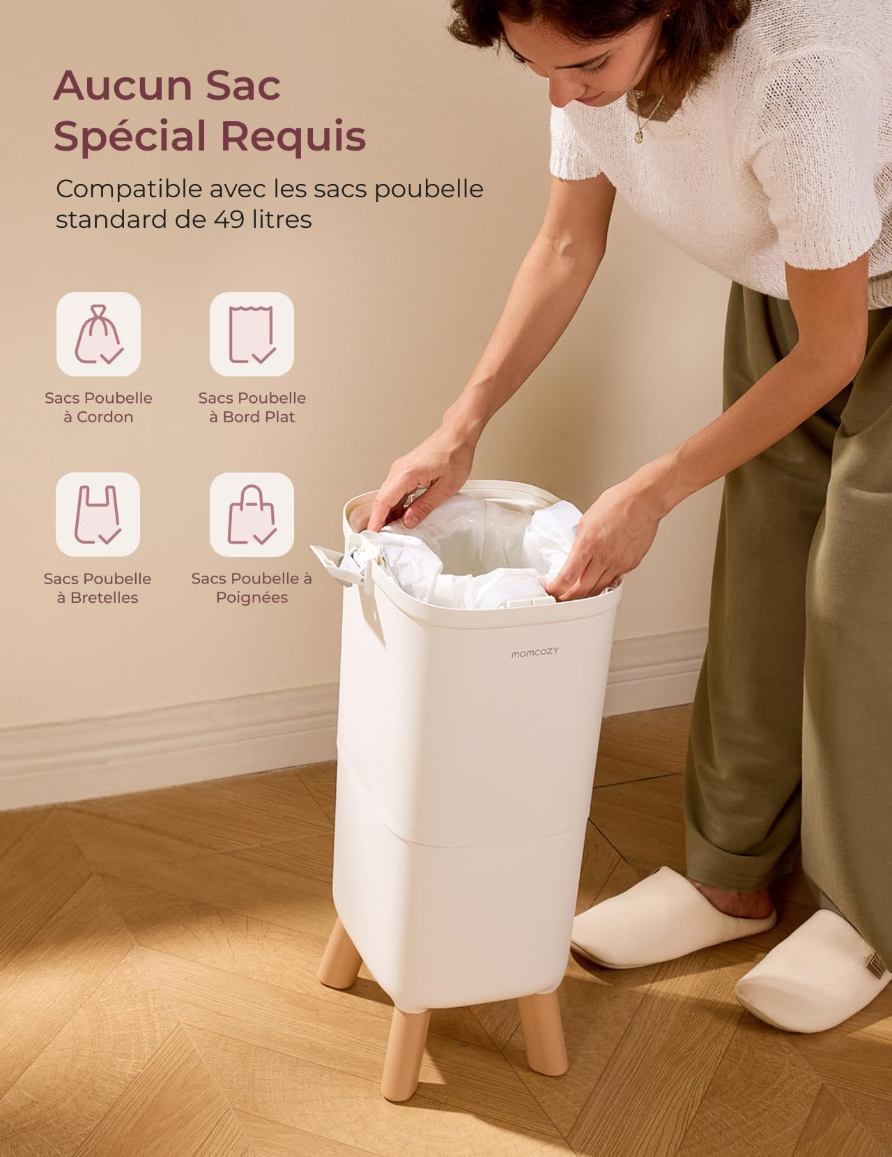 Momcozy Poubelle à Couches avec Contrôle des Odeurs Breveté à Triple Joint, Grande Capacité
