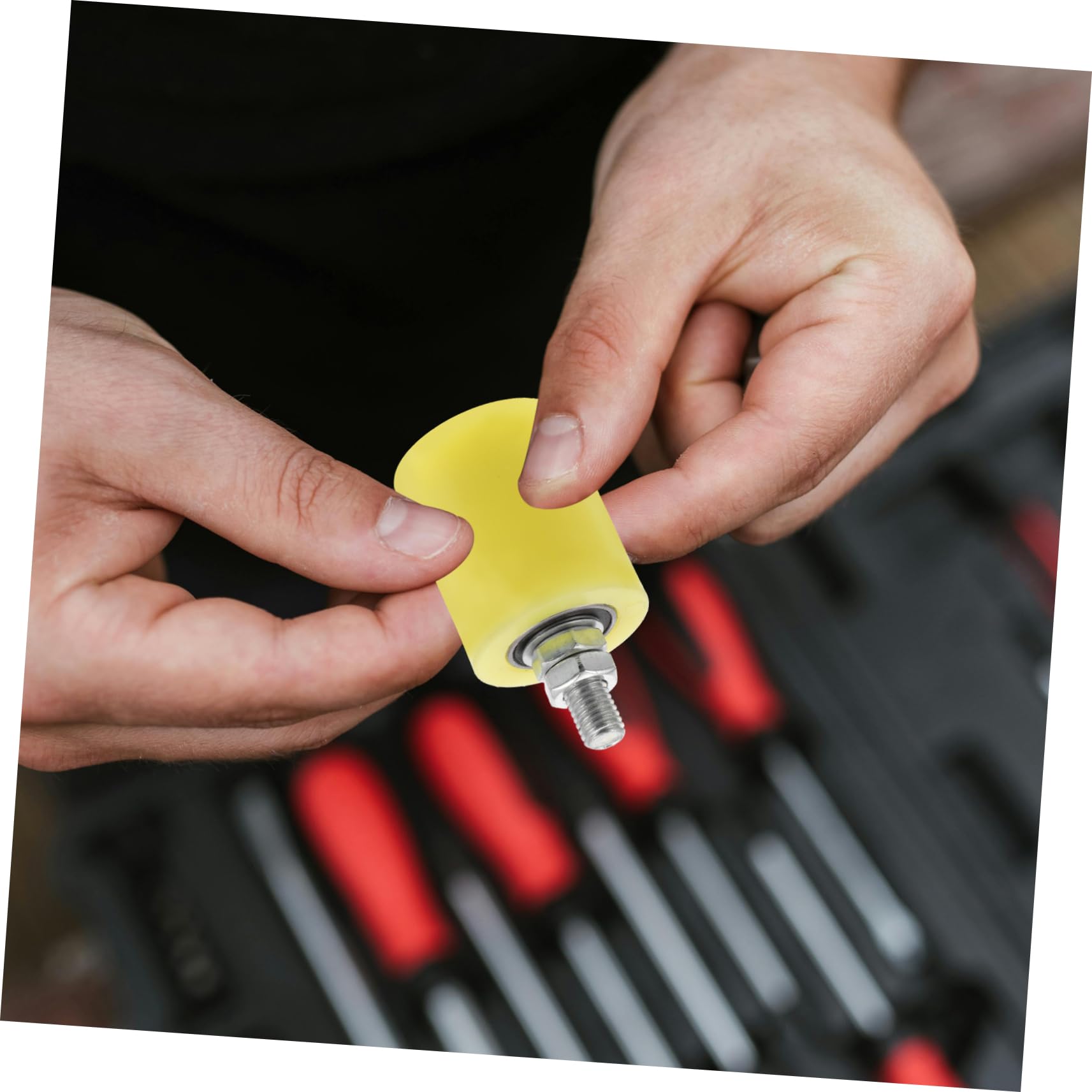 OSALADI Ruota di Supporto per Cancello Scorrevole in Nylon e Acciaio 4 Rulli Guida Gialla, Scorrimento Silenzioso, Facile da Installare, per Cancelli e Porte
