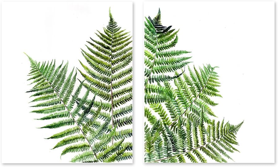 A6 Fern Wall Art - set of 2 Prints Poster - Botanical Home Decor - Green Leaf Artwork - New Zeland Nature painting (8x10)