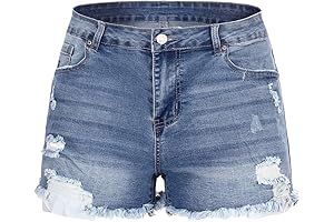 Women's Mid Rise Ripped Stretchy Jean Shorts