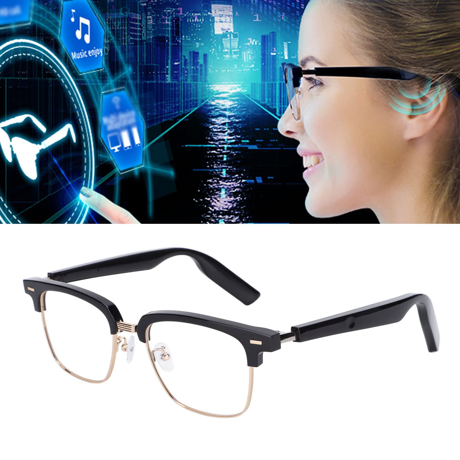 Occhiali Intelligenti, Occhiali da Sole per Chiamate Musicali Wireless BT5.0 Microfono Integrato, Altoparlante Ad Orecchio Aperto, Occhiali da Sole Intelligenti con Controllo Tattile Impermeabili IP67