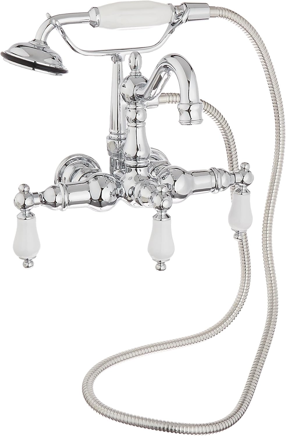Elements of Design DT10081CL Hot Springs Wall Mount Clawfoot Tub Filler with Hand Shower, 4-3/4" in Spout Reach, Polished Chrome