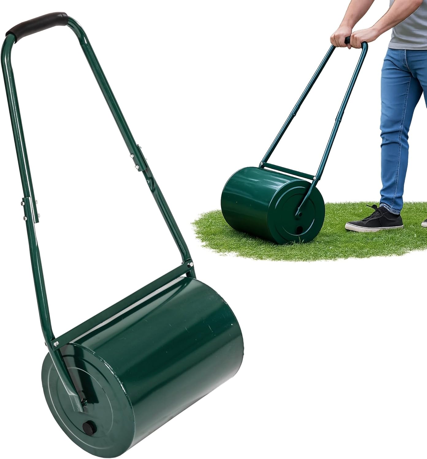 Oypla Galvanised Garden Steel Lawn Roller 30 Litre Drum Scraper Bar & Collapsible Handle Create a Lawn Worthy of a Bowls Green