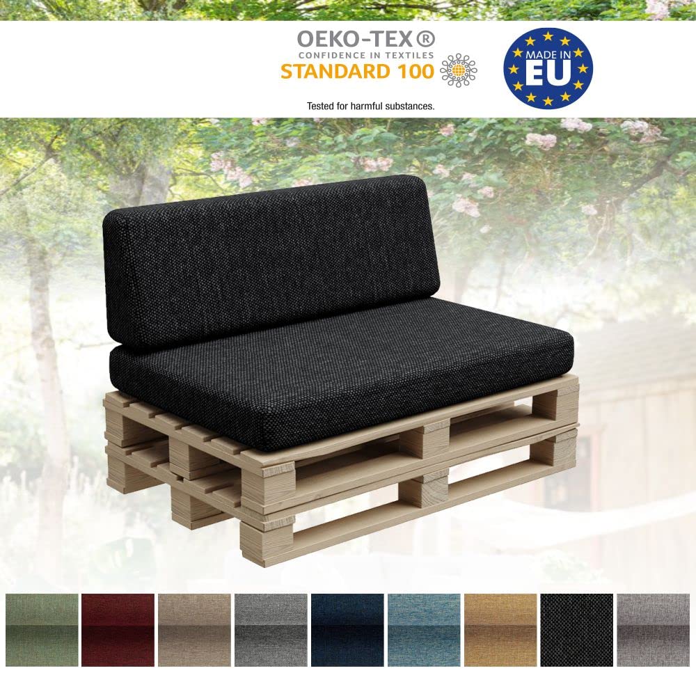Gutekissen® Cojines de Palet, Cojines de jardín PFBG (Respaldo 120x35, Grafito)