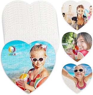 Comprar MR.R 12 juegos de rompecabezas de corazón, 75 piezas cada uno, 19 x 19 cm, 75 piezas en total, para prensa de transferencia de calor de sublimación, blanco