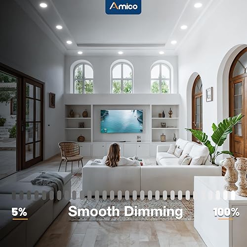 Miniatura 4 de Amico Paquete de 20 luces LED empotrables ultrafinas 5CCT de 4 pulgadas con caja de conexiones, 2700 K3000 K4000 K5000 K6000 K seleccionables, 10 W