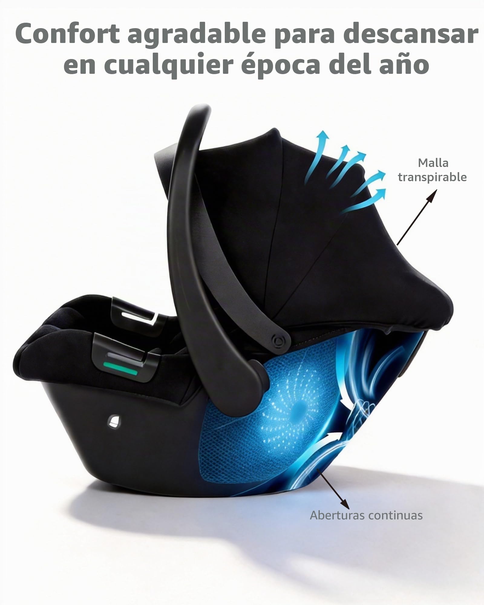 Silla coche bebe para bebés 40-85 cm i-Size puntos protección lateral, silla de coche bebe, Orientación trasera cinturón de seguridad de 3