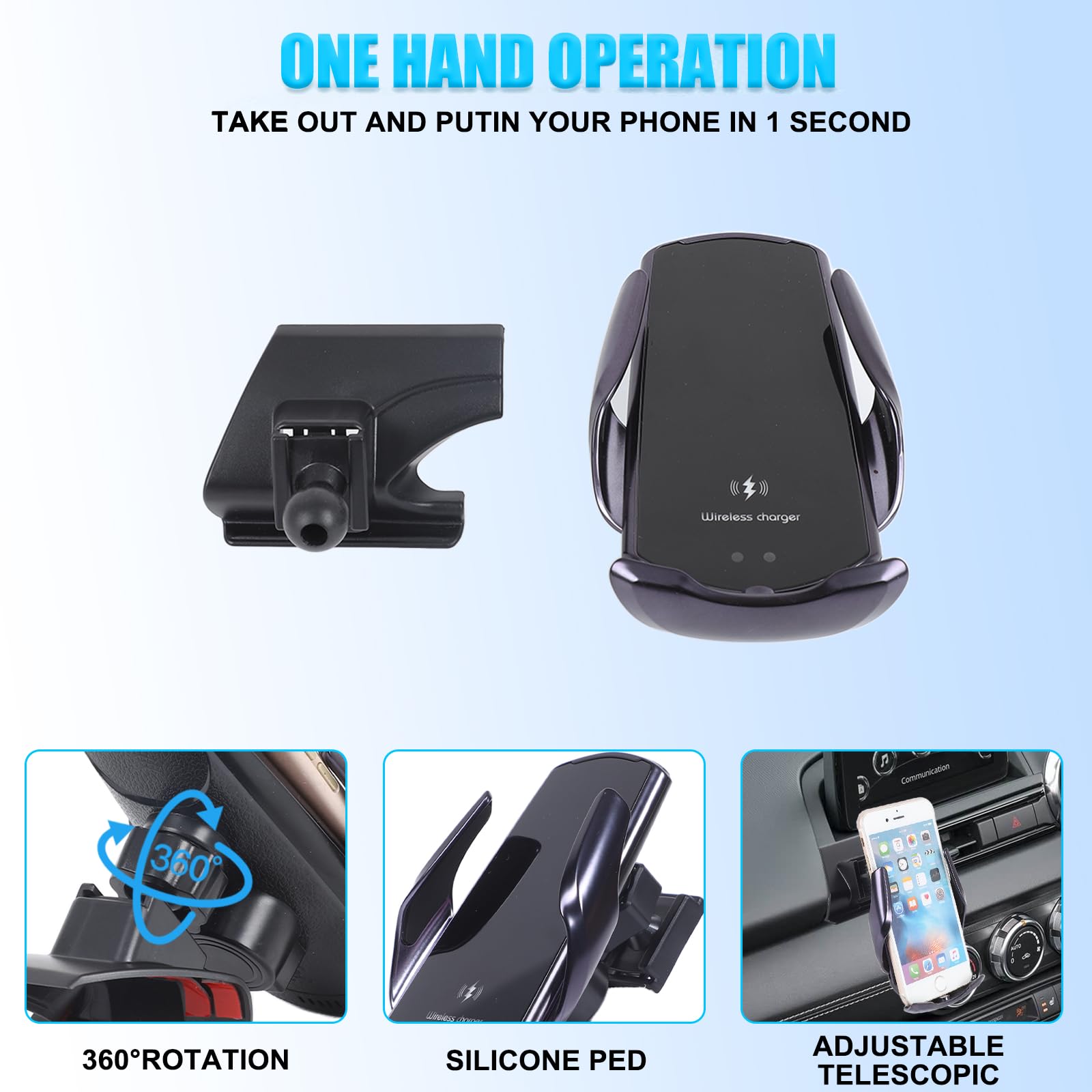 METYOUCAR Soporte de teléfono de coche para Mazda MX-5 ND 2016-2024, rejilla de ventilación central, lado izquierdo, giratorio, soporte fijo para teléfono móvil para coche, apto para iPhone, Android