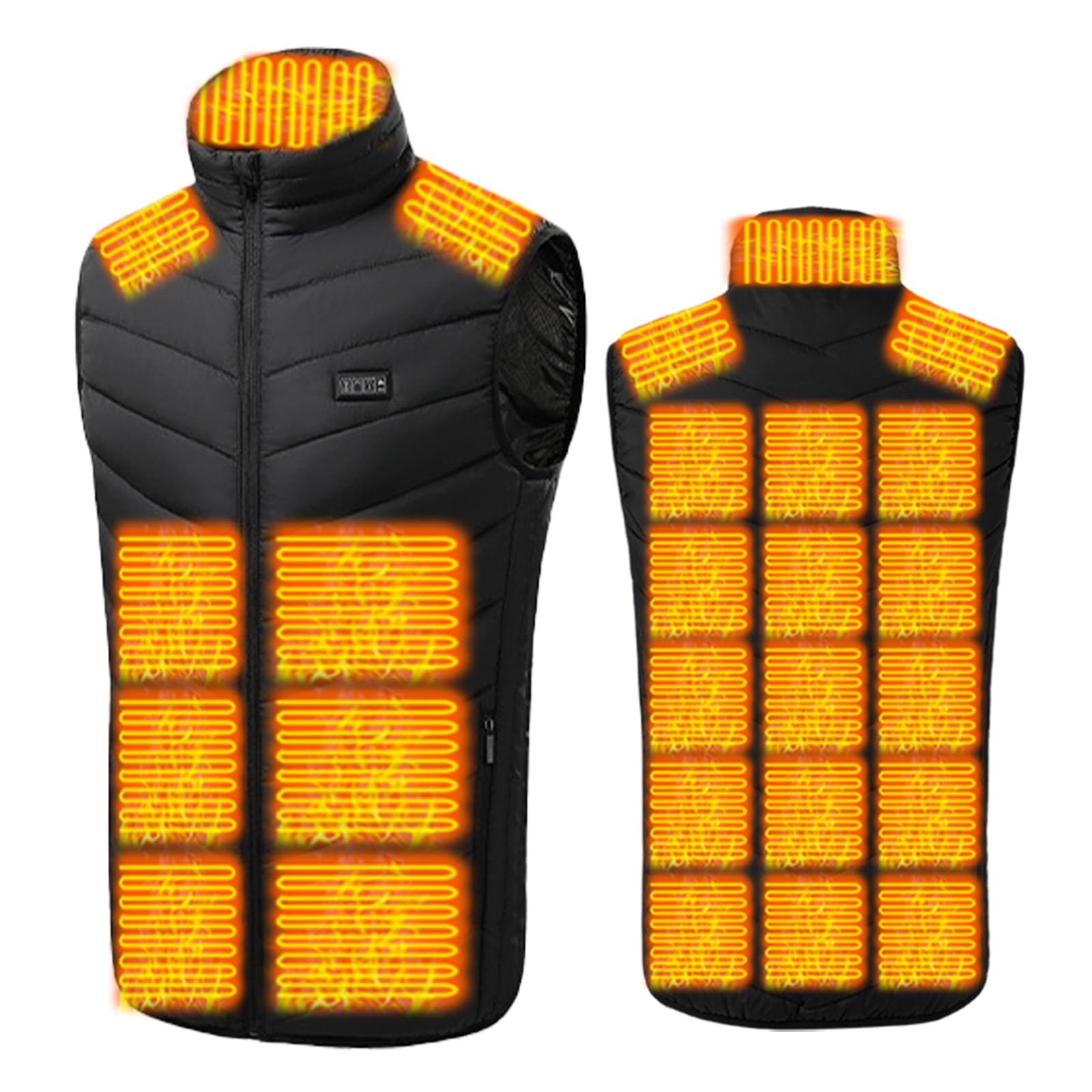 electric heated vest, 26 heat generation, 4 switches front and rear independent temperature control, heat vest, made in japan, fiber heater, 3 temperature settings, washable, heated jacket