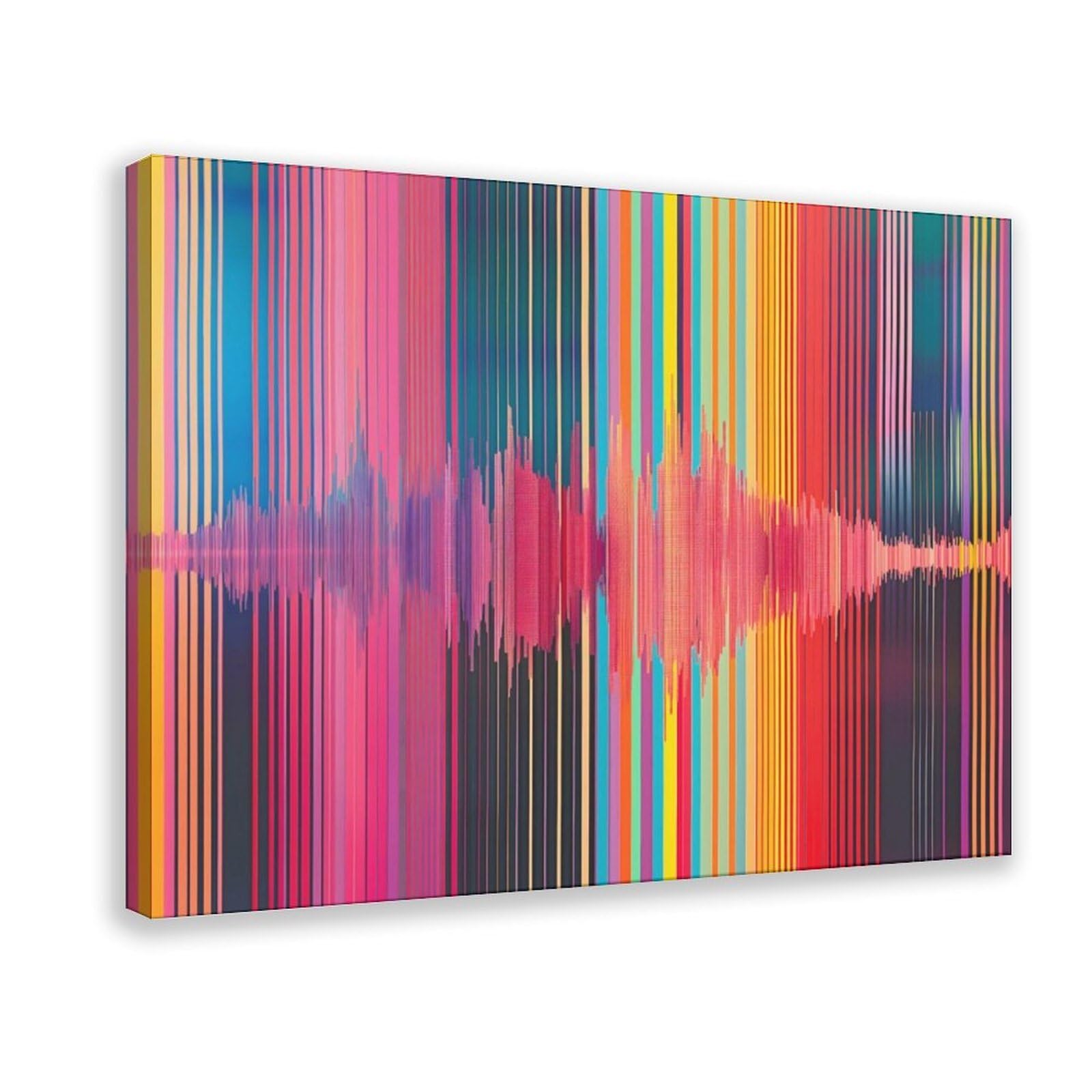 QIOTBVV Arte astratta colorata delle onde musicali, poster su tela, decorazione per camera da letto, paesaggio per ufficio, camera da letto, regalo, 61 cm L x 91,4 cm W