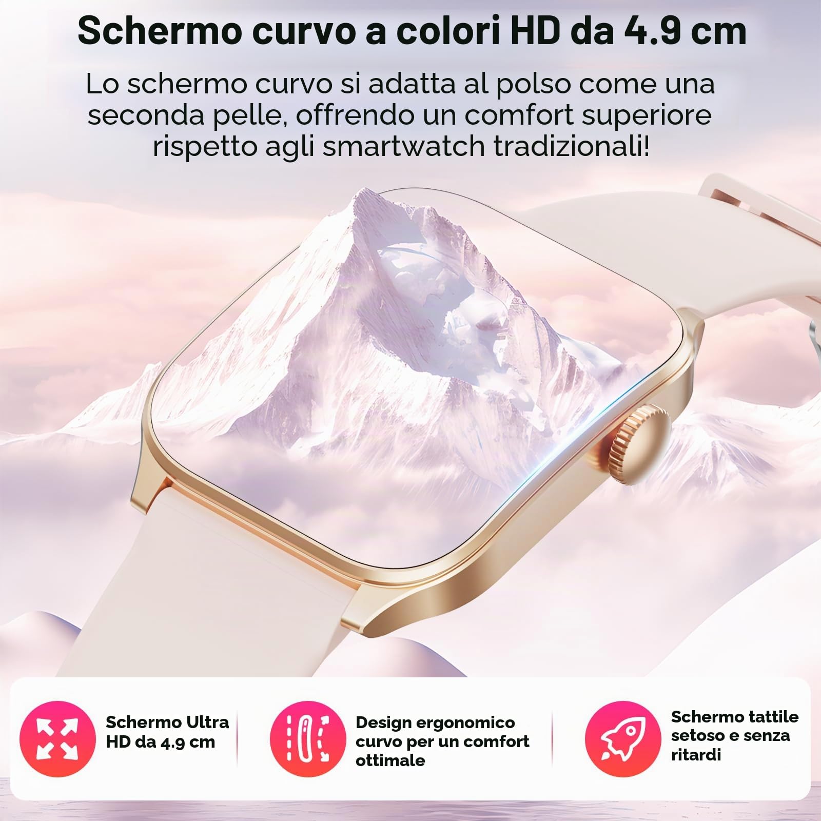 Smartwatch Uomo Donna con Effettua/Risposta Chiamate,1,91" schermo Curvo HD Orologio Fitness con Sonno/Cardiofrequenzimetro,110+ Sportive Tracker Attività,Impermeabile IP67 Smartwatch per iOS Android